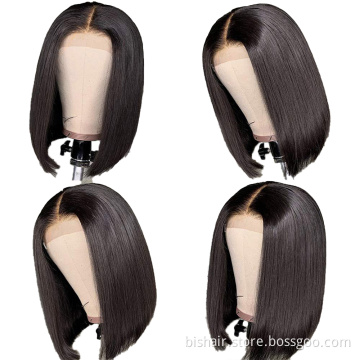 Cheap human hair13x4 Lace Front Bob Wig Straight 100% Brazilian Virgin Cuticle Aligned Human Hair Cheap Vendor for Black Women
